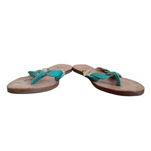 Boden Teal braid flip flops